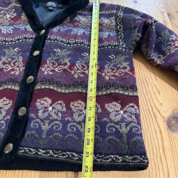Vintage Icelandic Design Nordic Floral Lined Wool Cardigan Sz Medium - Picture 6 of 8